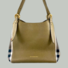 BURBERRY Leather Check Tote in Olive 18