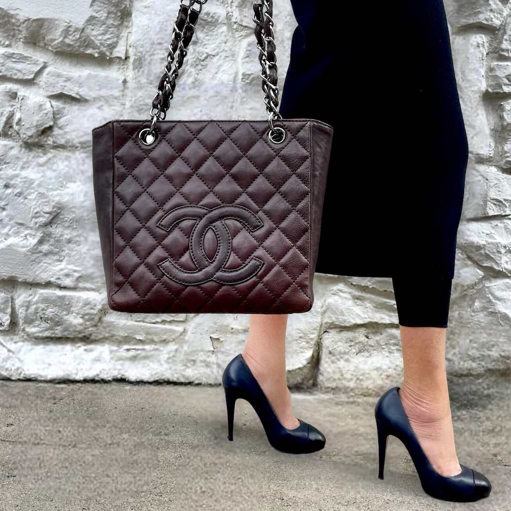 CHANEL Petite Shopping Tote in Brown - More Than You Can Imagine