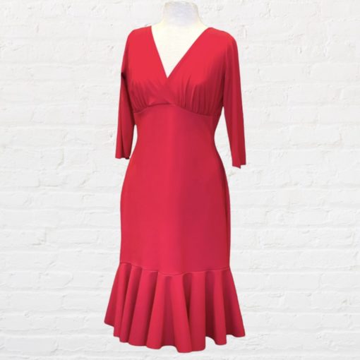CHIARA BONI Ruffle Hem Dress in Red 1