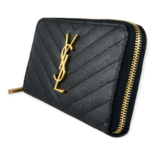 SAINT LAURENT Cassandre Zipper Wallet in Black 2