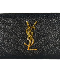 SAINT LAURENT Cassandre Zipper Wallet in Black 14