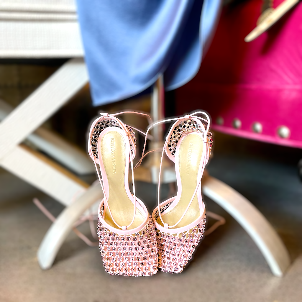 BOTTEGA VENETA Crystal Stretch Sandal in Pink - More Than You Can Imagine