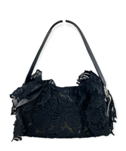 PRADA Crochet Ruffle Handbag in Black 11