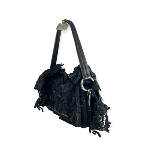 PRADA Crochet Ruffle Handbag in Black 2