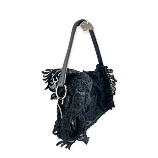 PRADA Crochet Ruffle Handbag in Black 3