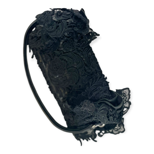 PRADA Crochet Ruffle Handbag in Black 5