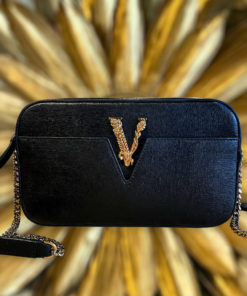 Versace Virtus Python Crossbody Bag - Black Crossbody Bags, Handbags -  VES123906