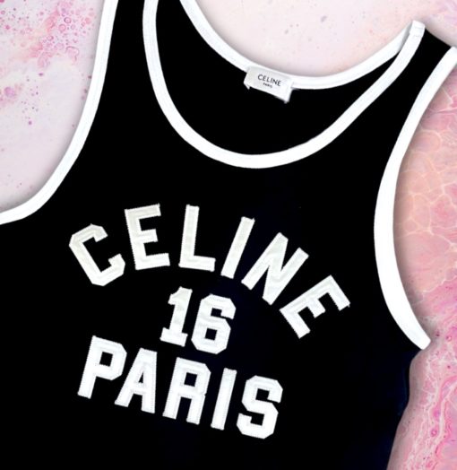 Celine Embroidered Jersey Tank
