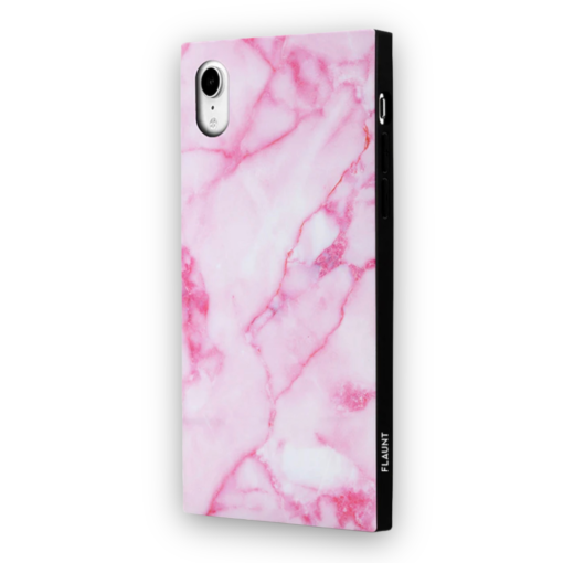 Pink Marble Print Square iPhone Case by iDECOZ 3