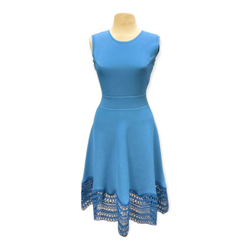 Lela Rose Crochet Hem Knit Dress in Blue 2