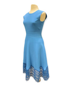 Lela Rose Crochet Hem Knit Dress in Blue 10
