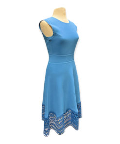 Lela Rose Crochet Hem Knit Dress in Blue 11