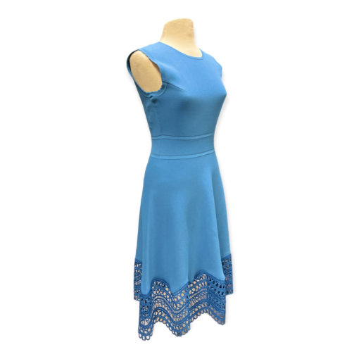 Lela Rose Crochet Hem Knit Dress in Blue 4