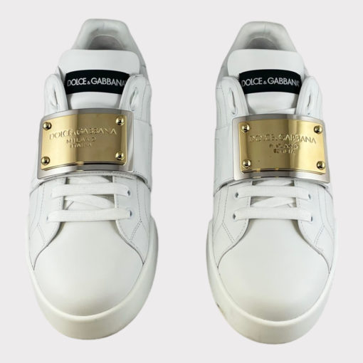 Dolce & Gabbana Portofino Brand Tag Sneaker in White 1