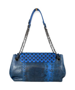 Bottega Veneta Python Accordion Flap Bag in Blue 12