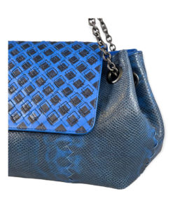 Bottega Veneta Python Accordion Flap Bag in Blue 10