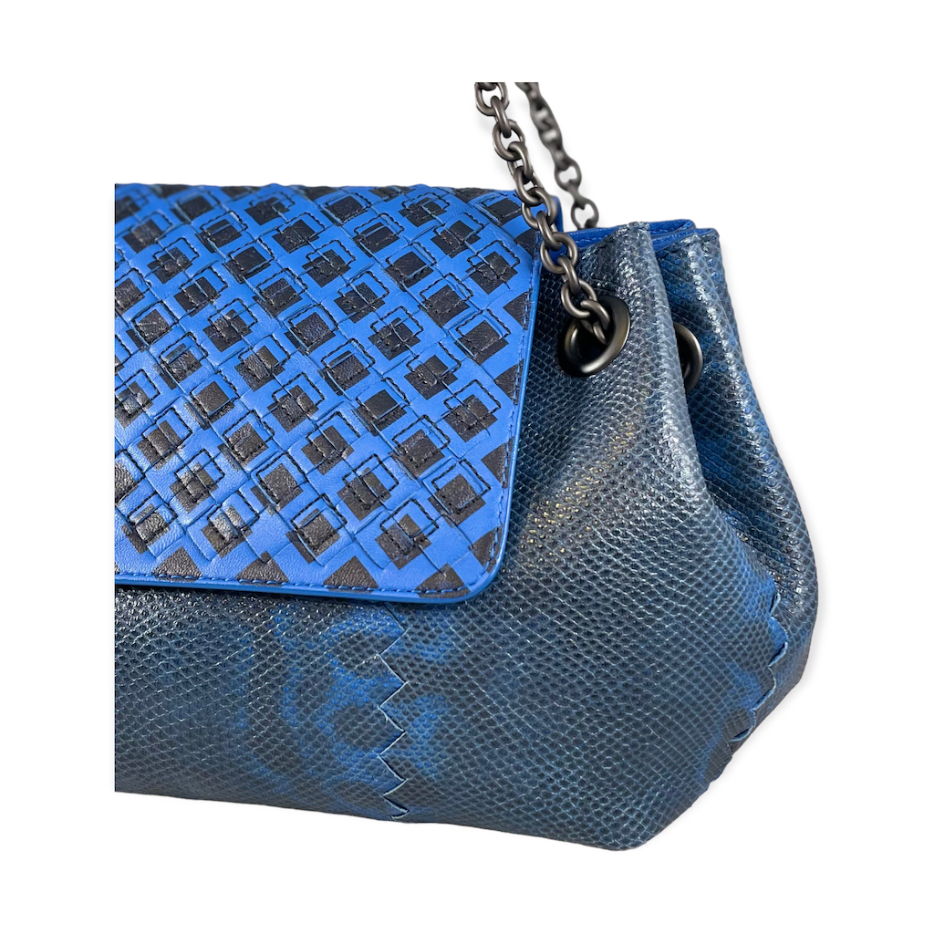 Bottega Veneta Python Accordion Flap Bag in Blue - More Than You Can Imagine
