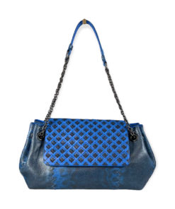 Bottega Veneta Python Accordion Flap Bag in Blue