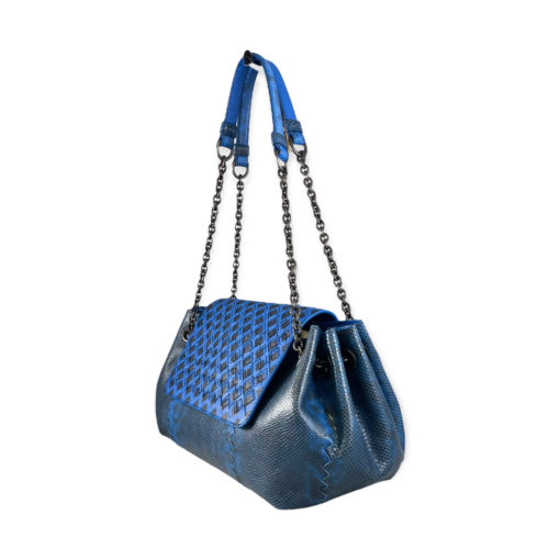 Bottega Veneta Python Accordion Flap Bag in Blue 2
