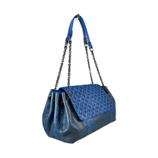 Bottega Veneta Python Accordion Flap Bag in Blue 4