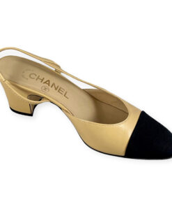 Chanel Cap Toe Slingbacks in Nude Black 35.5 12