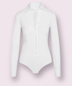 Commando Classic Button Down Bodysuit in White