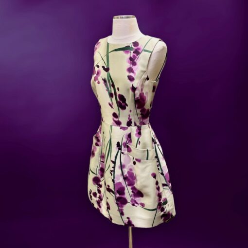Oscar De La Renta Floral Dress in Purple & Green 1