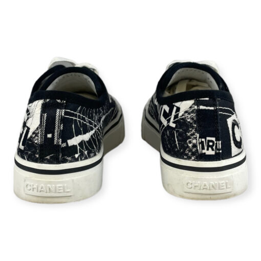 Chanel Logo Graffiti Sneakers in Black White  4