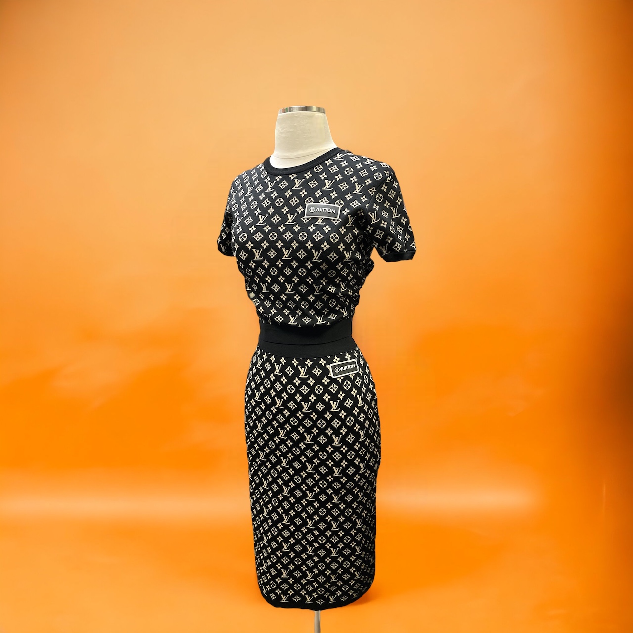 Shop Louis Vuitton Monogram Jacquard Denim A-Line Skirt (1A9NK7