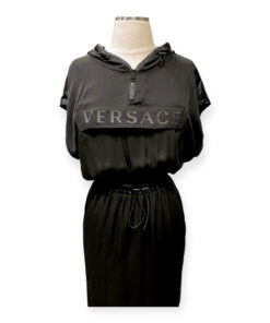 Versace Logo Hooded Dress in Black 12