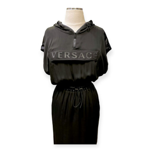 Versace Logo Hooded Dress in Black 3