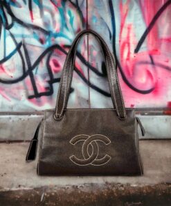 Chanel Contrast Stitch Shoulder Bag in Brown