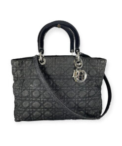 Dior Cannage Quilted Lady Dior Bag in Black Denim 8
