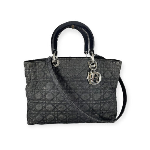 Dior Cannage Quilted Lady Dior Bag in Black Denim 1