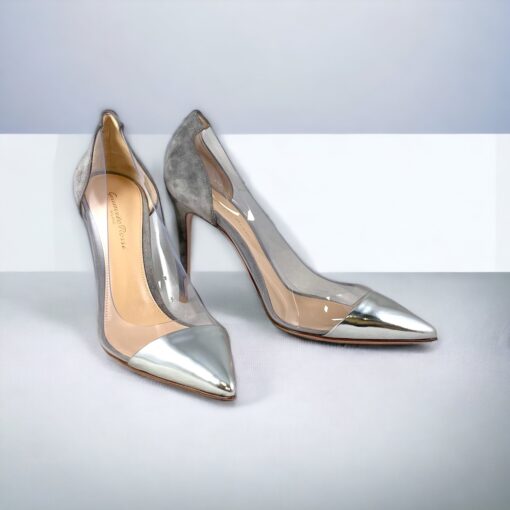 Size 38.5 | Gianvito Rossi Silver Plexi Pumps