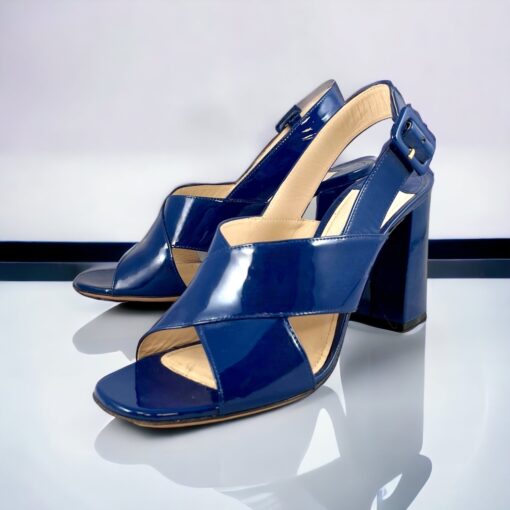 Size 39.5 | Prada Patent Sandal in Navy Blue