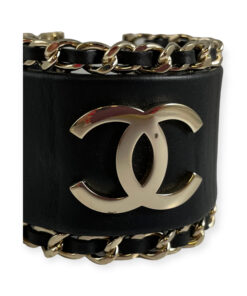 Chanel Chain Around CC Leather Cuff Bracelet in Black 10