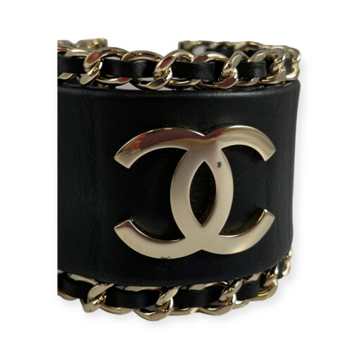 Chanel Chain Around CC Leather Cuff Bracelet in Black 2