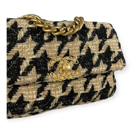 Chanel 19 Houndstooth Beige Tweed Flap Bag 2
