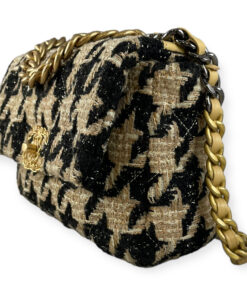 Chanel 19 Houndstooth Beige Tweed Flap Bag 14