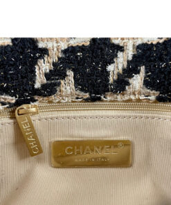 Chanel 19 Houndstooth Beige Tweed Flap Bag 19