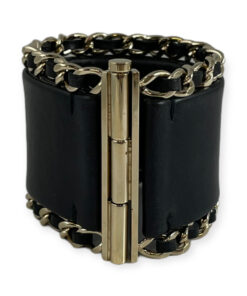 Chanel Chain Around CC Leather Cuff Bracelet in Black 13