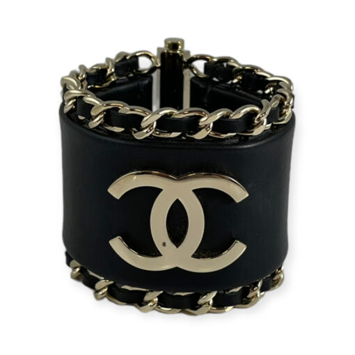 Chanel Chain Around CC Leather Cuff Bracelet in Black 1