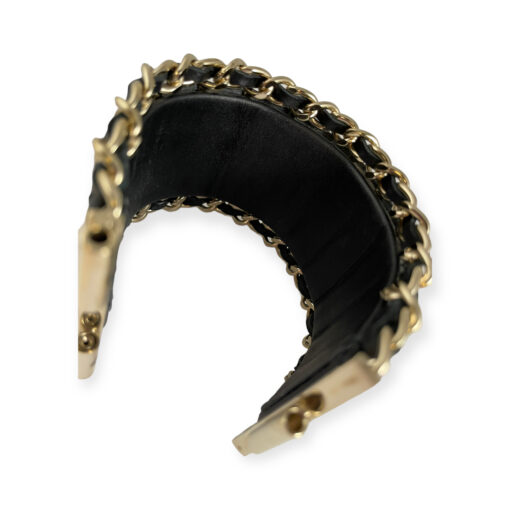 Chanel Chain Around CC Leather Cuff Bracelet in Black 7