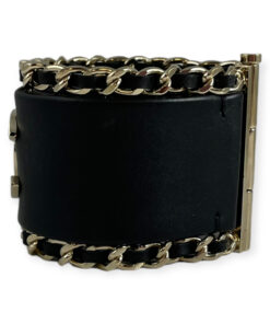 Chanel Chain Around CC Leather Cuff Bracelet in Black 11