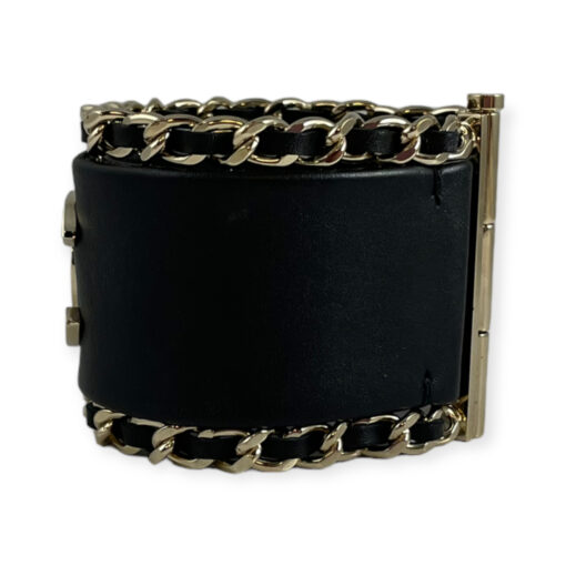 Chanel Chain Around CC Leather Cuff Bracelet in Black 3