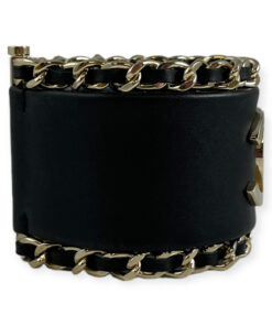 Chanel Chain Around CC Leather Cuff Bracelet in Black 12