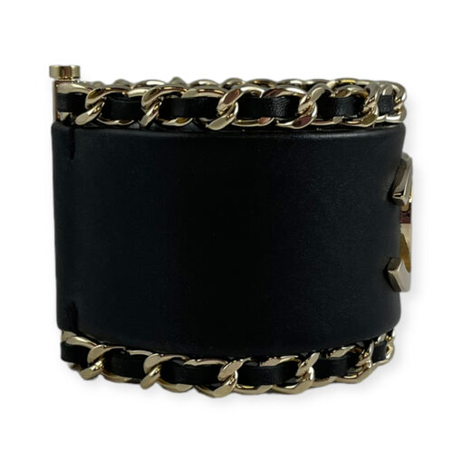 Chanel Chain Around CC Leather Cuff Bracelet in Black 4