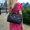 Chanel Contrast Stitch Shoulder Bag in Black