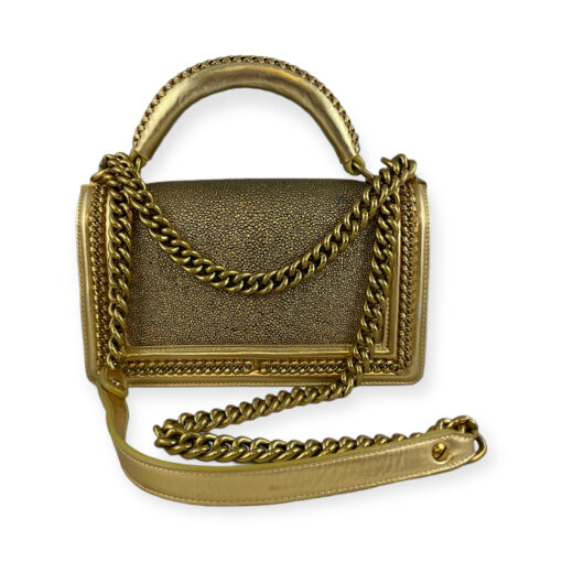Chanel Galuchat Stingray Top Handle Boy Bag in Gold 5